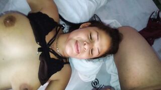 hard twat eang into the cuckold 3some beforee getting nailed into doggy while blowing