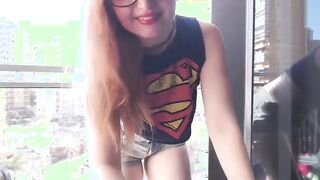 Goddess gamer bimbos dressed flashing inside balcony outside