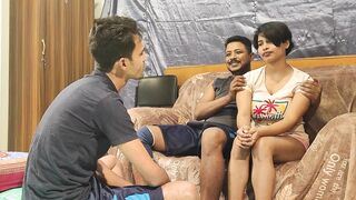 Tiny cock hubby shares and films his wifey with two