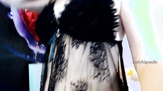 Red Head Beauty performance close-ups booty inside thongs inside transparent Dress