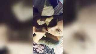 Sloppy throat screwed on a fat penis, with creampie!