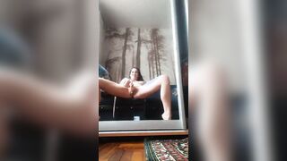 exciting masturbation into the mirror