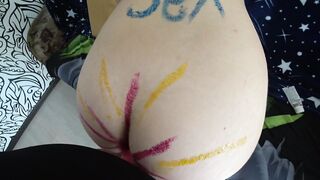 point of view. Older dyke girlfriends, draws on the body and fucks a GF with a strap-on.