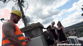 Hottest Old Lady Group Sex on the Rooftop
