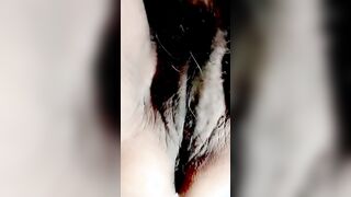 Putting pantie on my older bushy Hispanic snatch with huge gape
