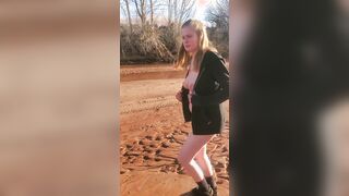 Hiking out of the creek nude