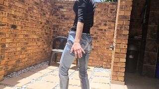 Piss desperation | wetting my milf jeans | public smoking