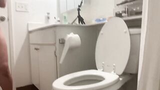 Thick Hispanic gets ready for bed and masturbates until she squirts all over restroom floor 