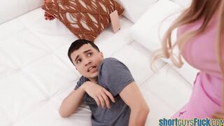 Big Boobed stepmom rides short stepson before deepthroating