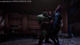 Elf Double teamed by an Ork and a Troll
