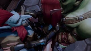 Elf Double teamed by an Ork and a Troll