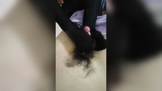 African Stockings Fem Dom Devils Pedicure and Hand Job Tease