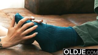 Old and Young Blonde Nailed by Older man tight vagina