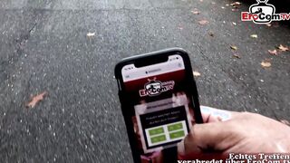 German 18yo College Girl with glasses pick up online for a
