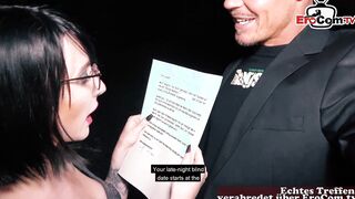 German 18yo College Girl with glasses pick up online for a