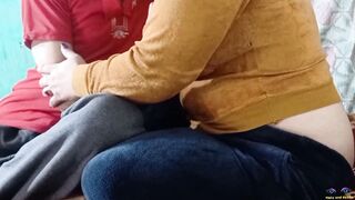 Son inside law pressing long melons of mother into law