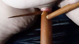 Broken Chair Leg #14- Masterbating on my period up close w/ a huge peeing stream
