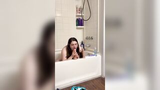 Teenie with big melons riding toy and blows it for her sugar daddy