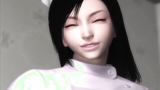 Thicc oriental nurse squirting and makes you cum many times [Semen analysis] / 3D Animated game