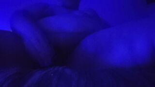 Vagina fucking into blue light