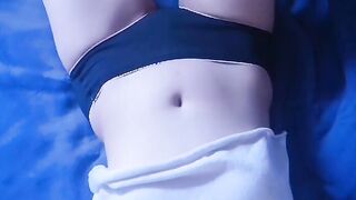 oriental Women Loves Lazy Belly Button Play Inside the Morning