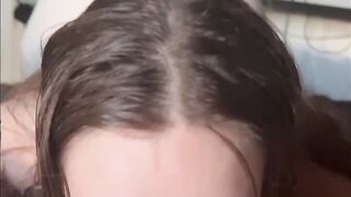 White chick blows Mexican cock until he jizzes all over her face