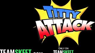 Titty Attack - Huge Jugs Ebony Bae Give Titsjob Before