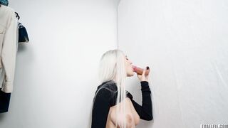 Adorable teens swallows babe cum through the glory hole into