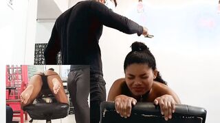 Step Daughter receives her first spanked with kitchen spatula