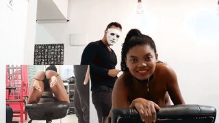 Step Daughter receives her first spanked with kitchen spatula