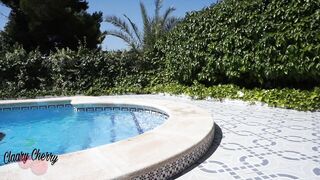 Voyeur web cam blowing at the pool