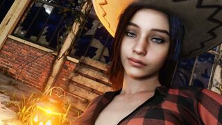 Resident Evil: Claire into Cowboy Outfit - Anal Jizzed Nailed Touching Her Soak Twat - Halloween Sex