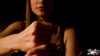 Slow oiled hand job with double jizzed