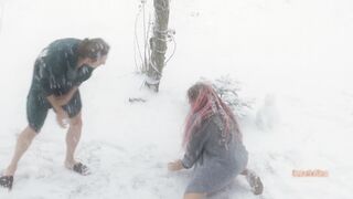 Passionate sex after a dirty snowball fight - lovers sex vlog