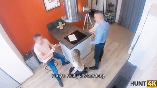 HUNT4K. Nymph into hot clothes pleases potential client into front