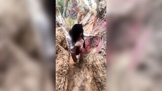 PLUMP BOOBS having fun HIDE the PENIS while HiKInG!!! outside