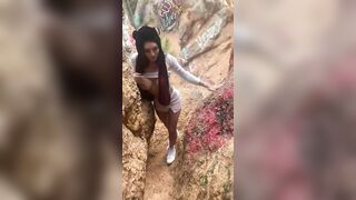 PLUMP BOOBS having fun HIDE the PENIS while HiKInG!!! outside