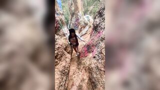 PLUMP BOOBS having fun HIDE the PENIS while HiKInG!!! outside