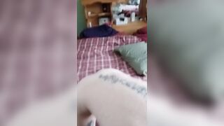 Submissive wifey begs for penis and makes a mess when she has handsfree squirting orgasm on bed