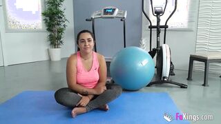Andrea makes a secret camera tape with her fitness professor.