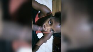 Afro 19 Year Old Women On Her Knees Slobbering On Alpha Male Long Penis