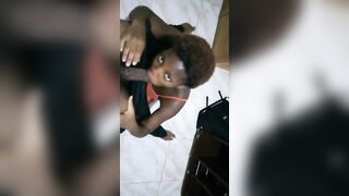 Afro 19 Year Old Women On Her Knees Slobbering On Alpha Male Long Penis