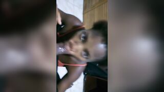Afro 19 Year Old Women On Her Knees Slobbering On Alpha Male Long Penis