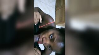 Afro 19 Year Old Women On Her Knees Slobbering On Alpha Male Long Penis