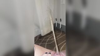 Erotic pisser wets hotel carpet and drapes
