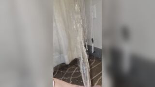 Erotic pisser wets hotel carpet and drapes