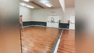 Amputee crutching into a high heel