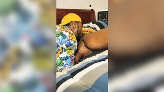 FINE thick African W/Fat Butt Got Her Vagina Lick By Her Best friend boyfriend Multiple Orgasm Squirt Inside Mouth