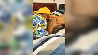 FINE thick African W/Fat Butt Got Her Vagina Lick By Her Best friend boyfriend Multiple Orgasm Squirt Inside Mouth