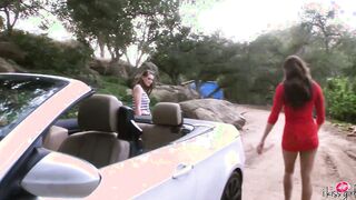 cunt with mouth Women Banged Performance With Lusty Lesbians Aspen Rae And Shae Snow On A Vehicle!